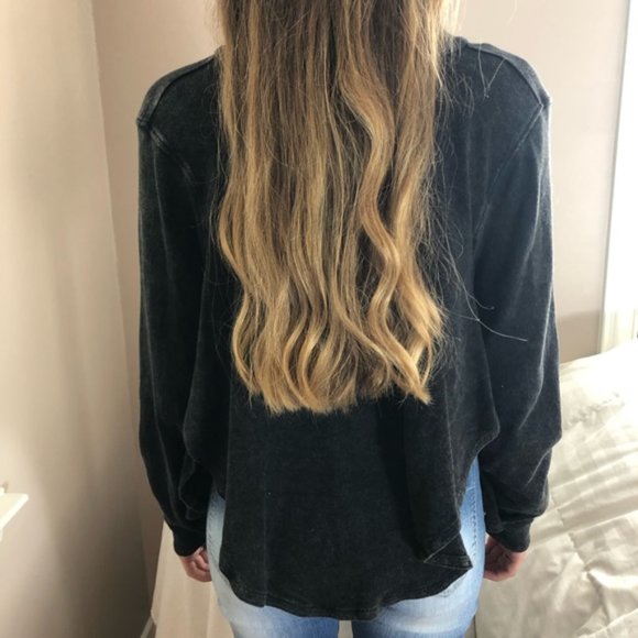 NWOT Deifik Sexy Keyhole Black/Grey burnout Top - Picture 4 of 5